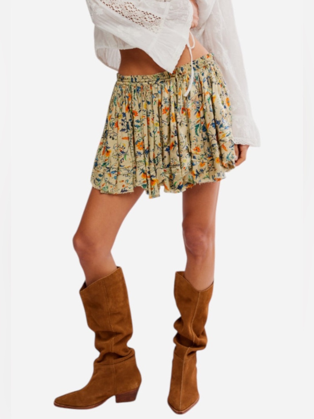 Free People FP One Third Charm Printed Mini Skirt in Green Combo Size XS NWT - Picture 1 of 8